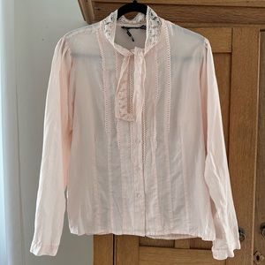 Blush Pink 100% silk Button Up, size Large